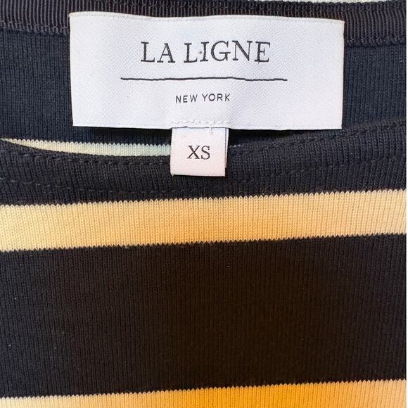 La Ligne "Short Sleeve Breton Tee" Shirt Cotton Boatneck Stripes Boxy Cropped XS - Picture 3 of 10